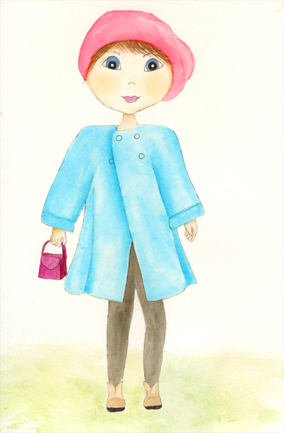 Watercolor girl #24- Lemon